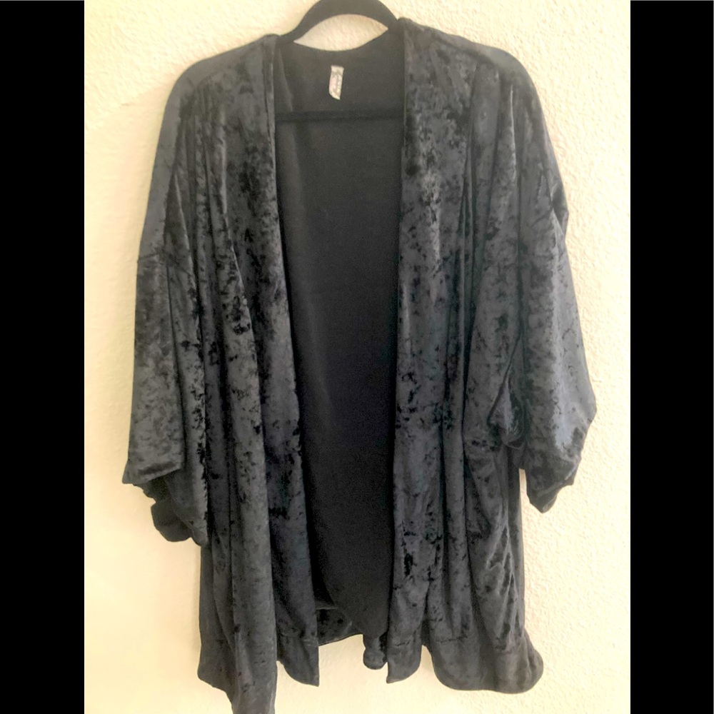 Free People black crushed velour shawl cloak